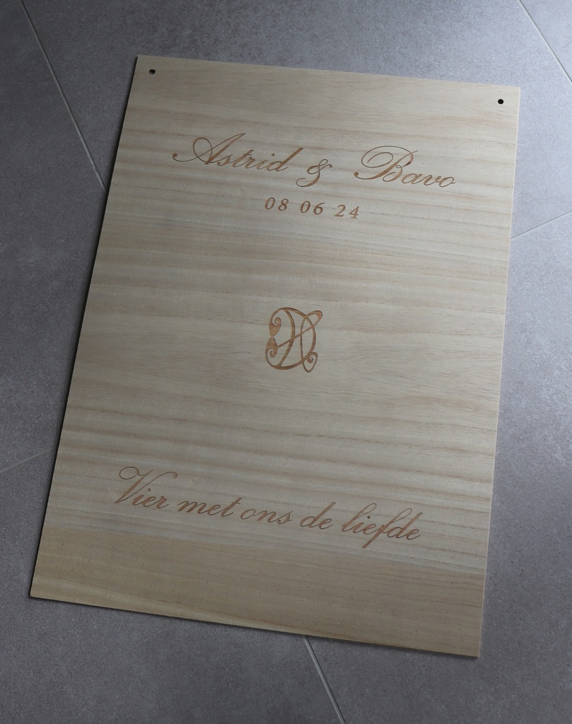 Welkomstbord met gravure (groot)