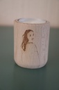 Rond theelichthoudertje in hout (hoogte 6cm)