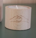 Rond theelichthoudertje in hout (hoogte 4cm)