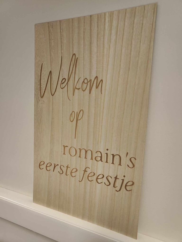 Welkomstbord met GRAVURE